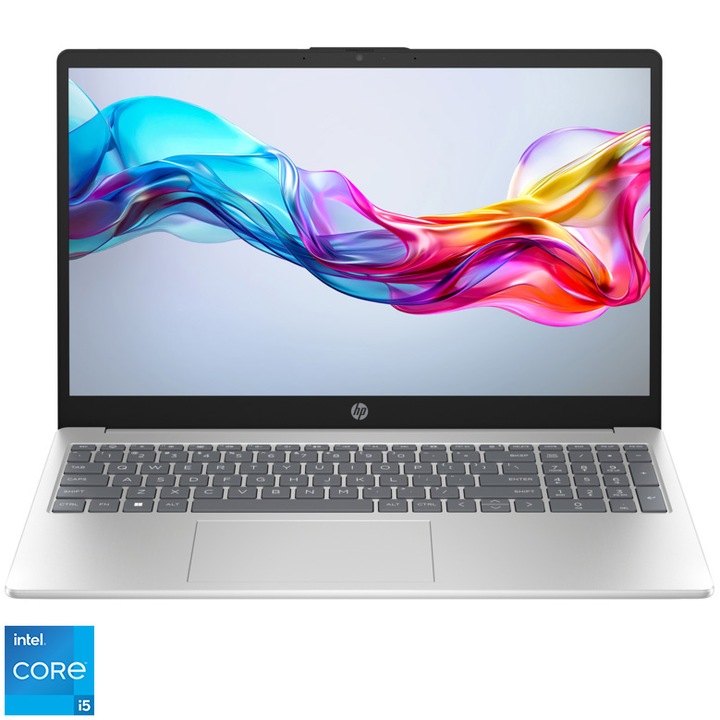 Лаптоп HP 15-fd0069nq, Intel Core™ i5-1334U, 15.6'', Full HD, 16GB DDR4 RAM, 512GB SSD, Intel Iris Xᶱ, Free DOS, Silver