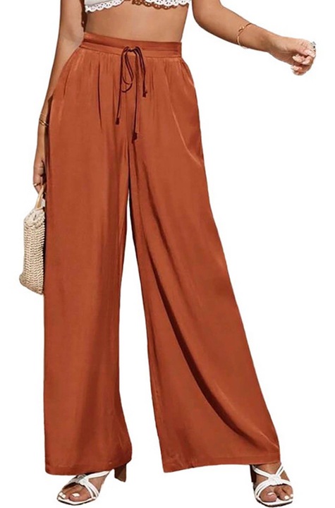 Női nadrág, magas derekú, széles, légáteresztő, piros, poliészter, S INTL