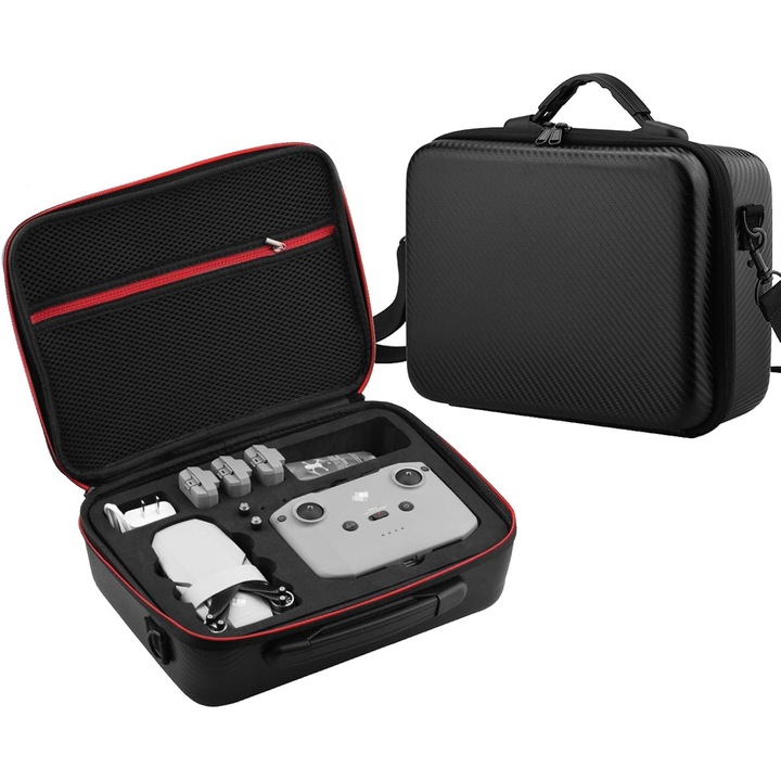 Защитен калъф за DJI Mini 4K Mini 2/ Mini 2 SE Fly More Combo дрон, контролер и аксесоари, 29 x 21 x 11 cm, удароустойчив, с неплъзгаща се дръжка и презрамка, черен