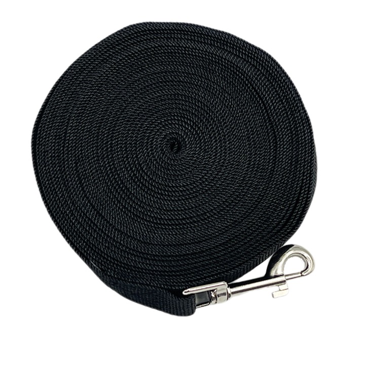 Lesa Lunga pentru Dresaj Caini - Imitatie Nailon Rezistenta si Usoara, 5m × 2.5cm, Negru