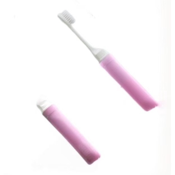 Utazó fogkefekészlet, összecsukható fogkefe, utazáshoz, kempingezéshez és otthoni használatra alkalmas, rózsaszín