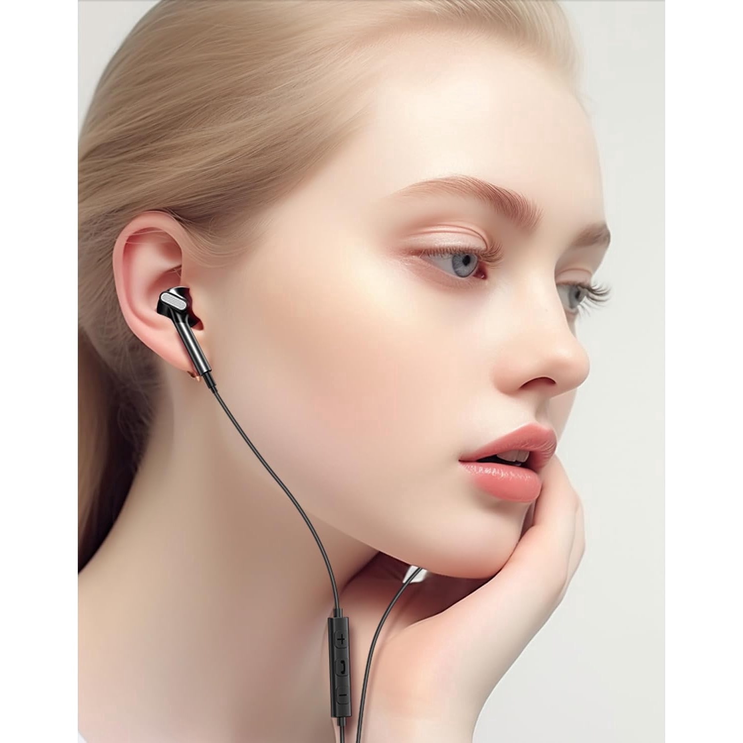 Casti cu Fir Type-C, KINSI, In-ear, Confortabil de purtat, 1.2 m, alb