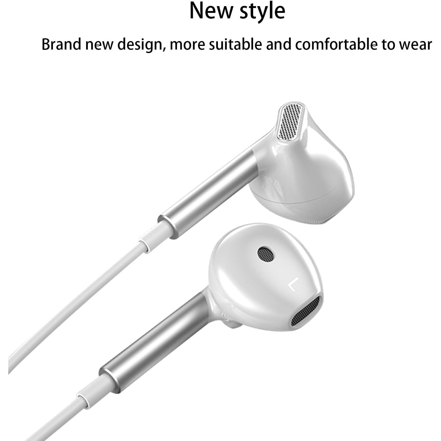 Casti cu Fir Type-C, KINSI, In-ear, Confortabil de purtat, 1.2 m, alb