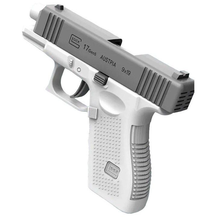 Електрически воден пистолет за деца и възрастни, модерен и ергономичен дизайн, мощна струя и голям обхват, презареждаем, голям резервоар, лесен за употреба, идеален за битки край басейна, плажа или в градината, водоустойчив, сив