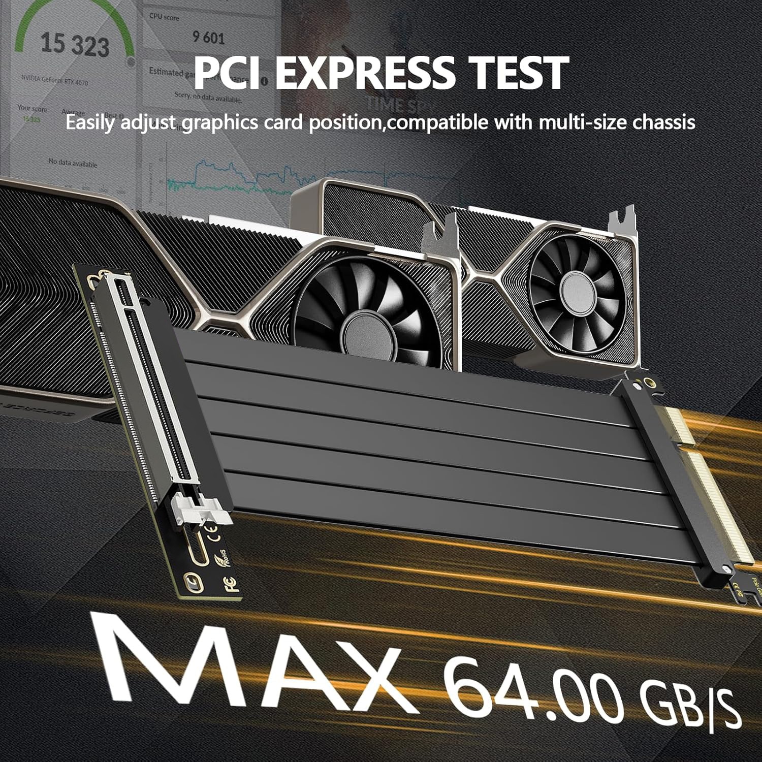Dgpu Extender Függőleges rögzítőkábel videokártyához, GPU Extender Riser Cable PCI-E ...