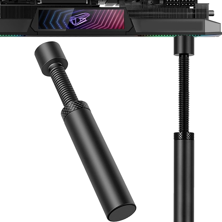 Suport placa video, BOMSTOM, Aluminiu, Telescopic, Ajustabil, baza magnetica antialunecare, Extensibil 74mm-120mm, Negru