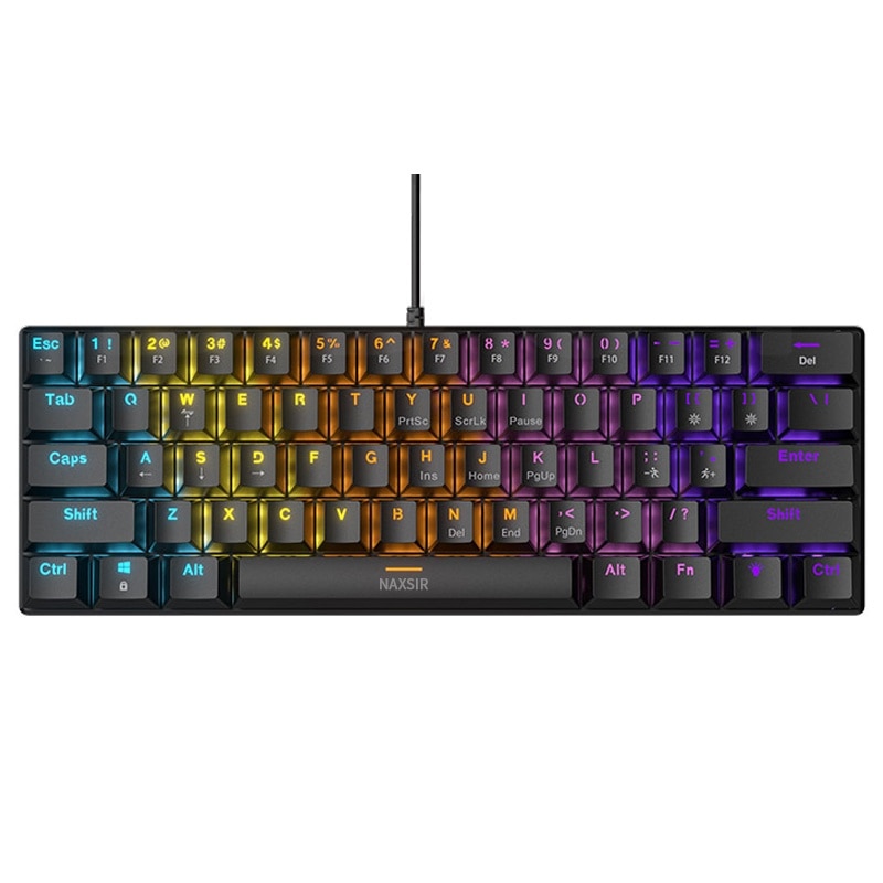 Tastatura Mecanica Gaming NAXSIR, 60%, iluminare RGB, 61 taste