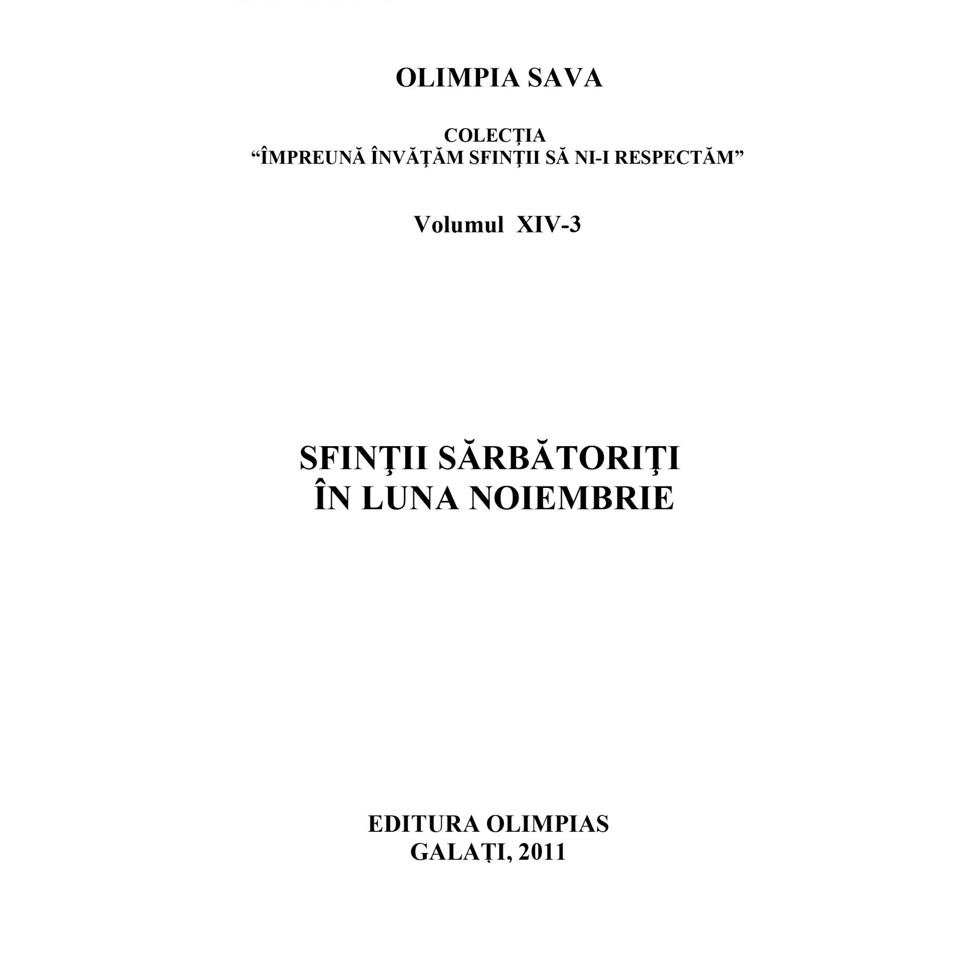 Sfinti sarbatoriti in luna noiembrie - Olimpia Sava