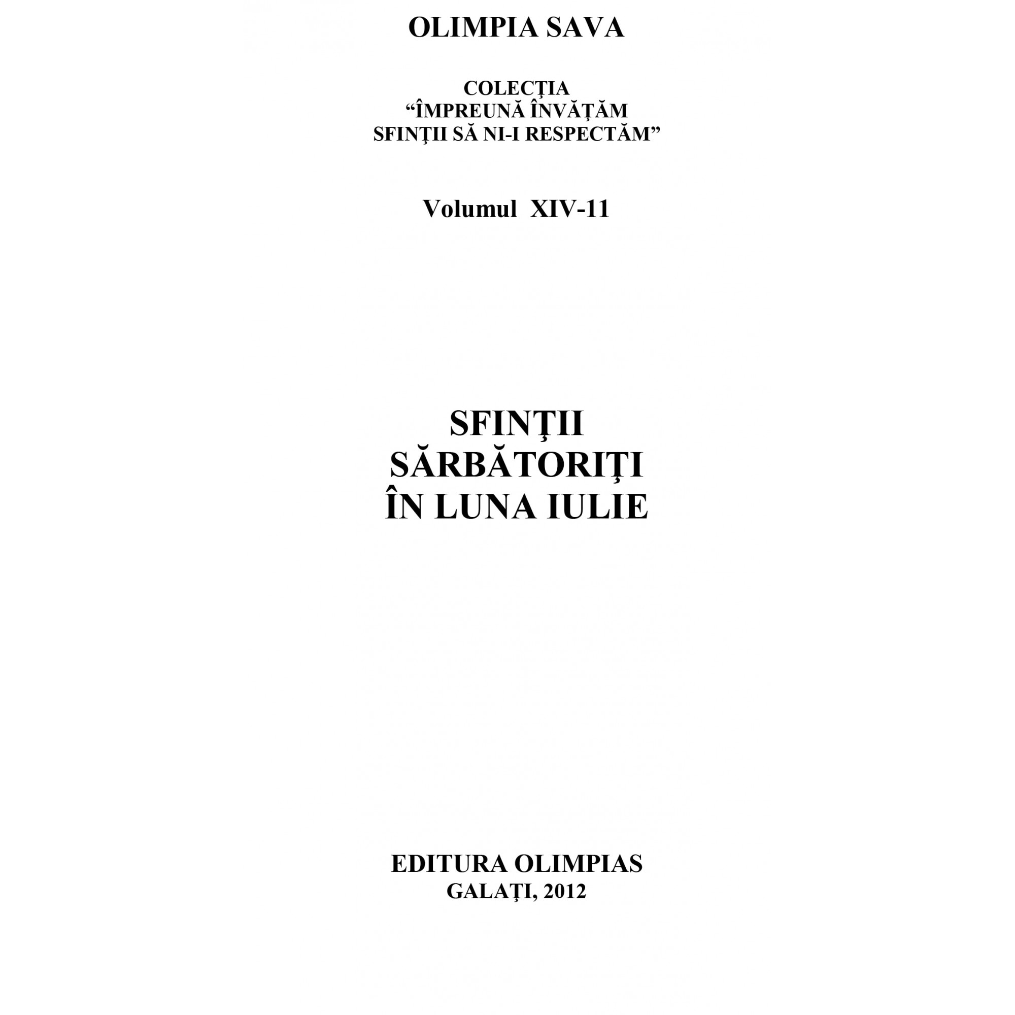 Sfinti sarbatoriti in luna iulie - Olimpia Sava