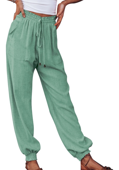 Női nadrág, alkalmi, pamut, zöld