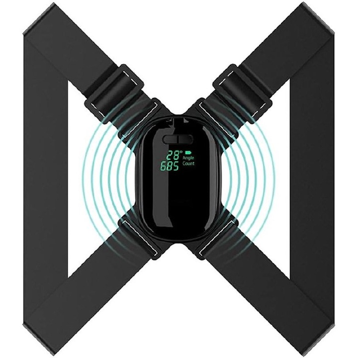 Corector de postura Stnqtsrv ONE pentru indreptare spate, coloana si umeri, Ajustabil 5-50 Grade, Design Usor, Negru, Marime reglabila