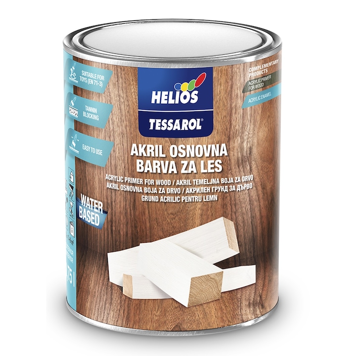 Grund acrilic alb pentru jucarii din lemn HELIOS TESSAROL 0.75 L