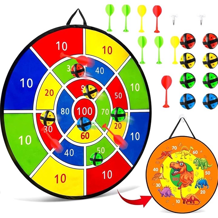 Darts játék gyerekeknek, dinoszaurusz modell, 3-12 éves korig, Multicolor