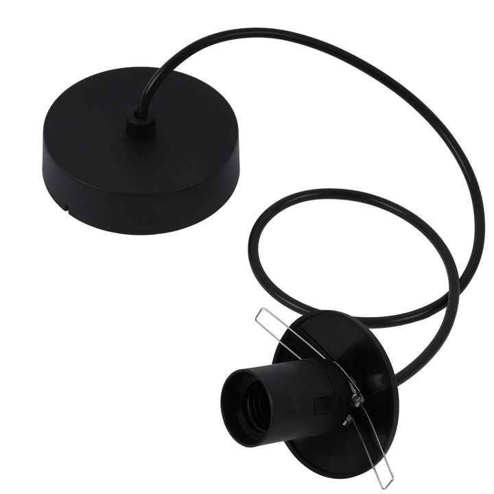 Cablu adaptor, Light Home, E27, 230 V, IP 20, Racord, Universal, Lungime 100 cm, Latime 80 mm, Placi, Negru