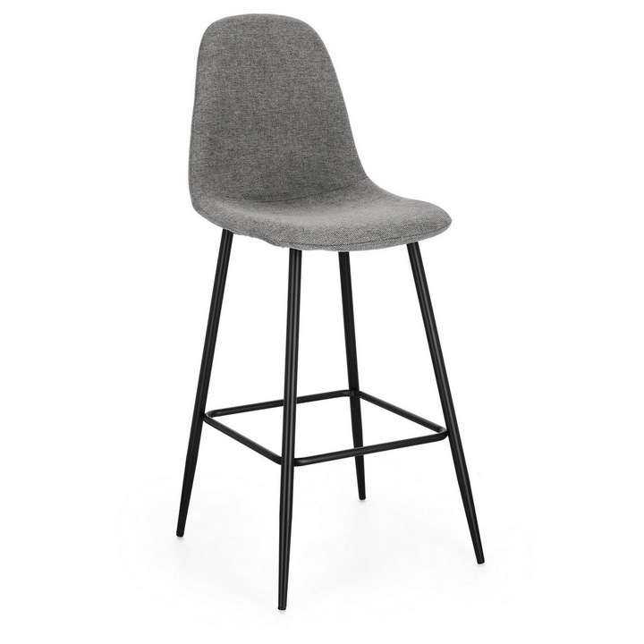 Set 4 scaune bar otel negru textil gri Irelia 44x53x112 cm