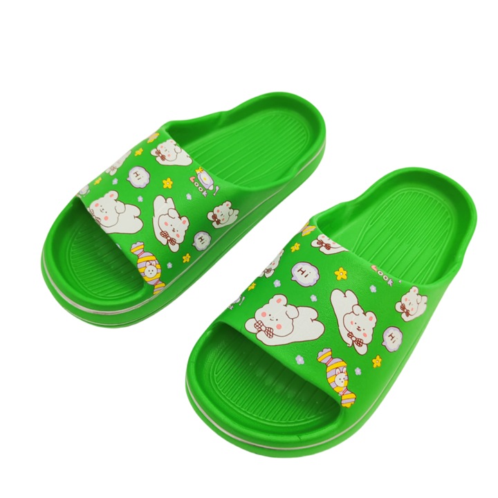 Papuci casual dama, model vesel, H683, verde, 35-36