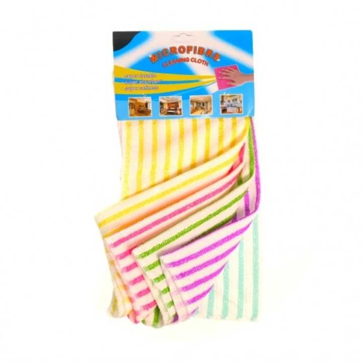 Комплект 5 кухненски кърпи, Текстил, 28х28см, Многоцветни