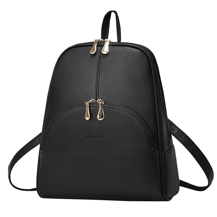 Rucsac dama din piele naturala, negru, 32x27x11cm, cu 2 compartimente si barete ajustabile