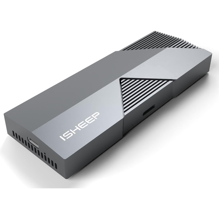 Външен SSD M.2 NVMe шкаф, кутия с вграден вентилатор, 40 Gbps, USB-C, Thunderbolt 3/4, алуминий, за 2280 M-Key и B+M Key SSD