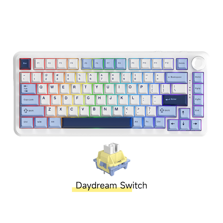 AK820 MAX PLUS tastatura mecanica fara fir AJAZZ® Comutator de vis de zi 75% Layout Tastatura mecanica pentru jocuri in 3 moduri 8000mAh Durata de functionare RGB DIY Suport pentru Windows, MAC si Andord pentru jocuri si birouri