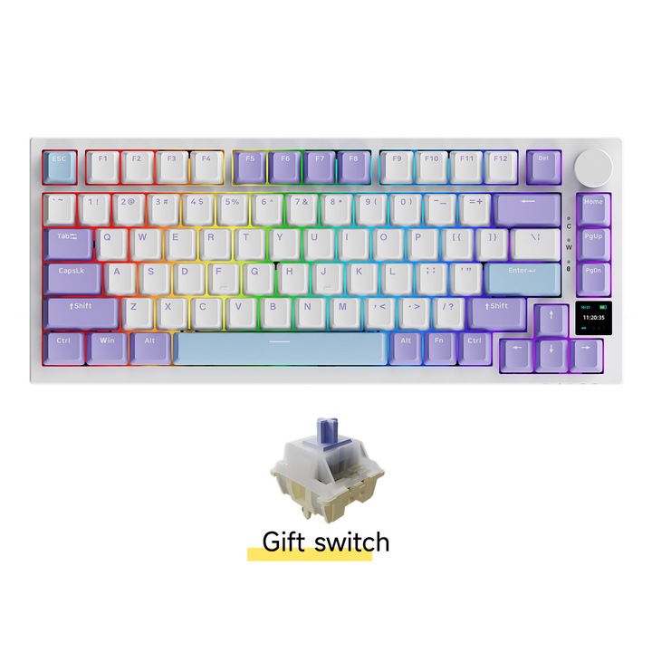 AK820 PRO tastatura mecanica fara fir AJAZZ® Comutator cadou Trigger rapid Tri-mode tastatura mecanica de joc 0.85 inch TFT ecran colorat Full-key hot-switch 4000mA RGB DIY suport pentru multi-sistem Ideal pentru jocuri si birouri