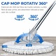 Set Mop Rotativ Macvi® cu Galeata Dubla, Actiune si 2 Rezerve Microfibra, Rotatie 360°, Sistem Stoarcere Automata, Coada Reglabila telescopica, Mop Profesional pentru Parchet, Gresie, Marmura, Alb Gri