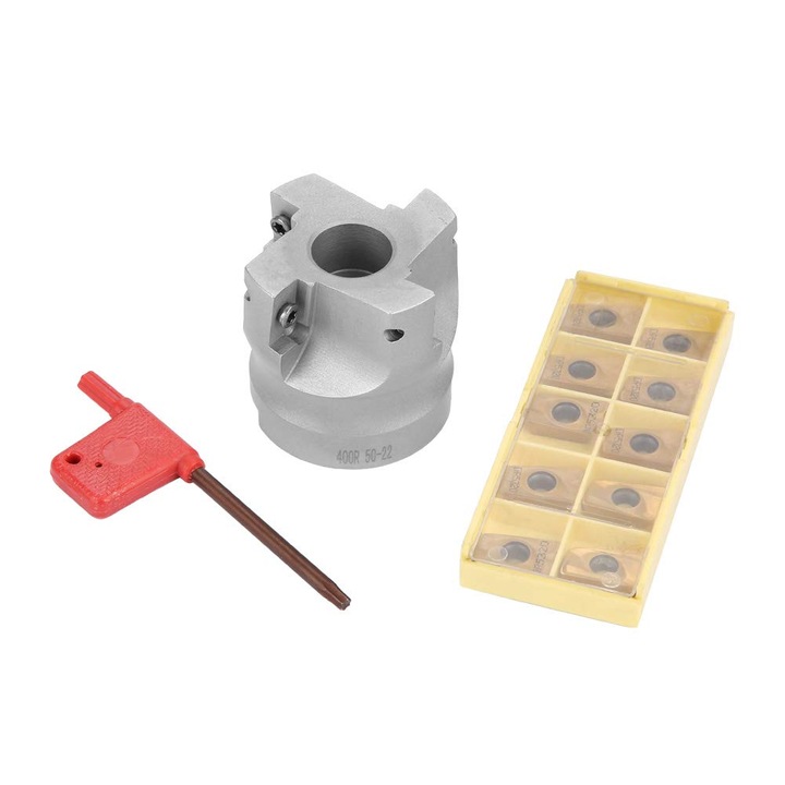 Челна фреза, 50 mm фреза с 10 твърдосплавни пластини APMT1604, за CNC машина, вертикална бормашина, многофункционална