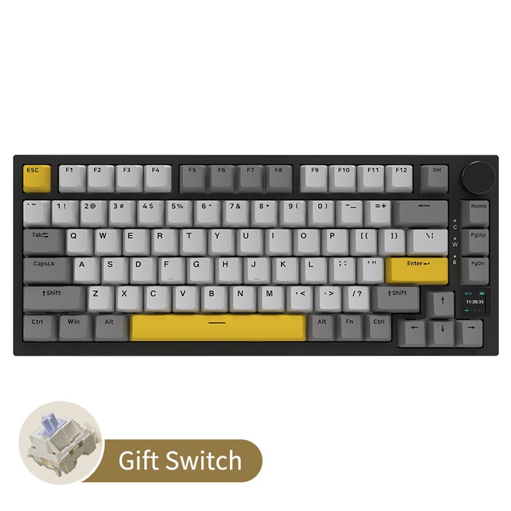 Безжична геймърска клавиатура Ajazz AK820 PRO, Сив, Wireless