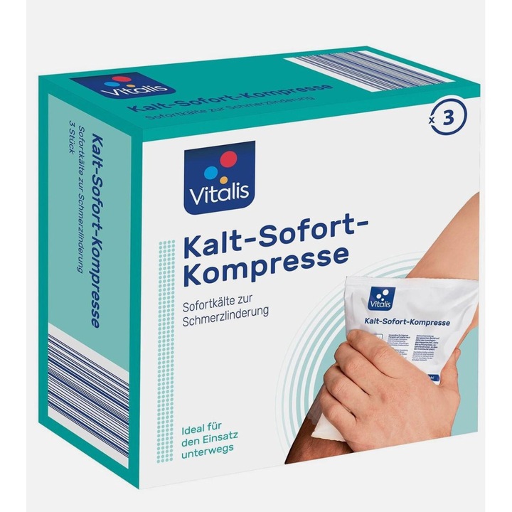 Set de 3 Compresii Vitalis Cold Instant, Ameliorarea durerii la Rece, Alb
