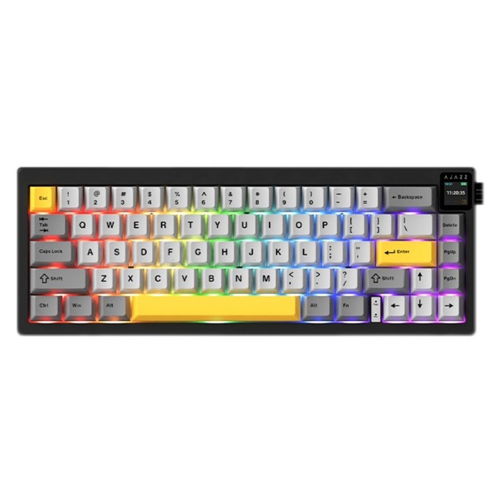 AK650 tastatura mecanica fara fir AJAZZ ® Comutator de peste zburator Trigger rapid TFT ecran colorat Trimode tastatura mecanica de joc RGB full-key hot-switch 5000 mA Mini-array portabil Suport pentru multi-sistem Adecvat pentru jocuri si birouri