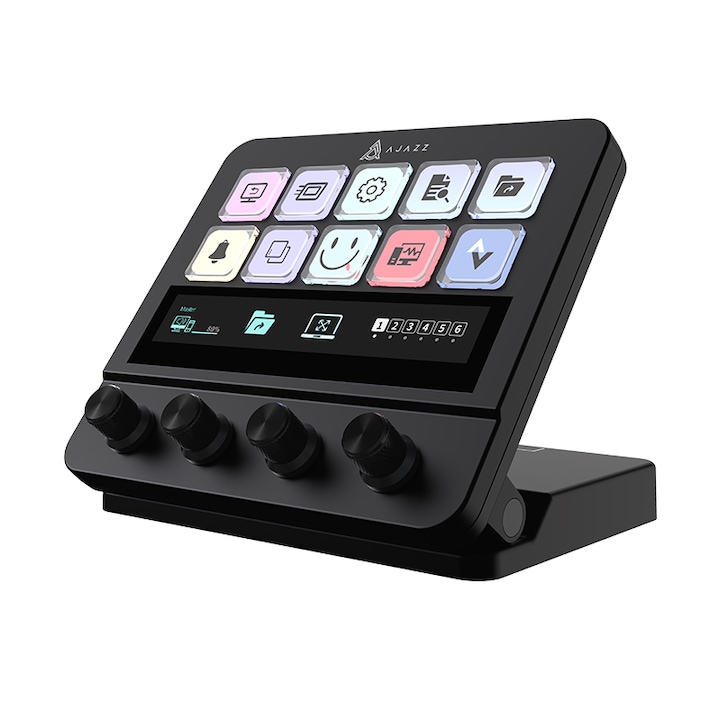 Ajazz AKP05E programare consola buton Vizualizare functie ecran tactil suport reglabil personalizat Control Multi-audio operare cu o singura tasta consola de difuzare live integrata ajutor desktop asistent de difuzare live