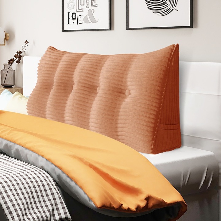 Perna triunghiulara strusery, suport pentru citit, 120cm, roz, 4 butoane