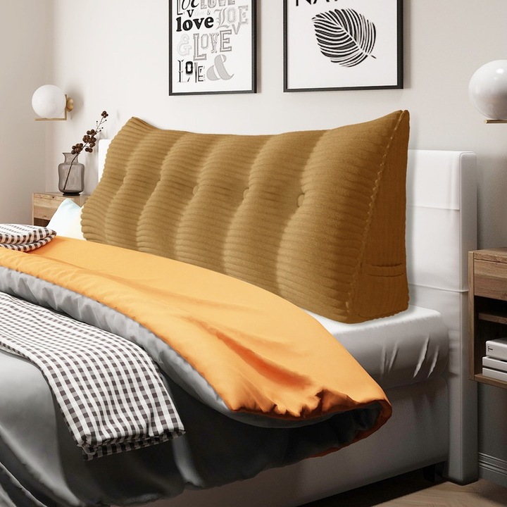 Perna triunghiulara strusery, suport pentru citit, 160cm, galben, 5 butoane