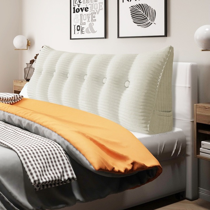 Háromszög alakú párna, olvasástámogatás, 180 cm, fehér