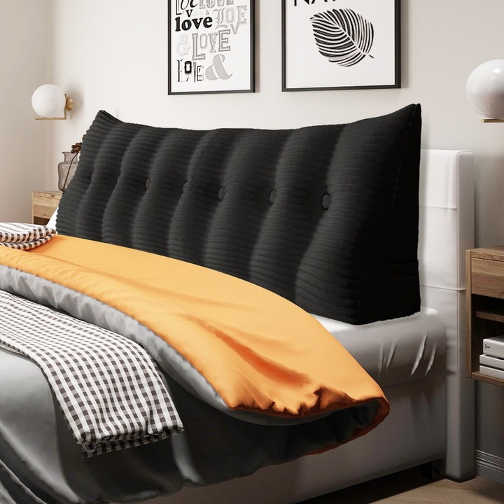 Perna triunghiulara strusery, suport pentru citit, 200cm, neagra