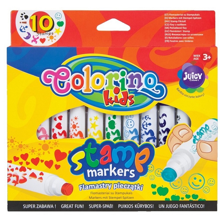 Markere colorate cu stampila, Colorino Kids, 10 Culori