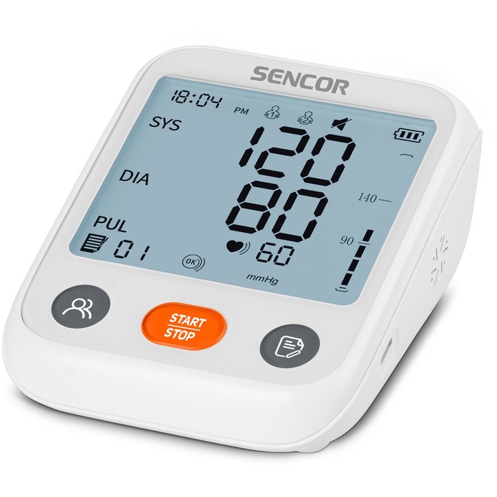 Monitor de tensiune arteriala Sencor SBP 1150WH, 2 utilizatori x 199 memorii