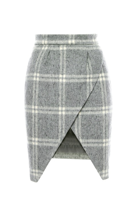 AVENUE No.29, Fusta petrecuta cu model in carouri, Gri cenusiu, S