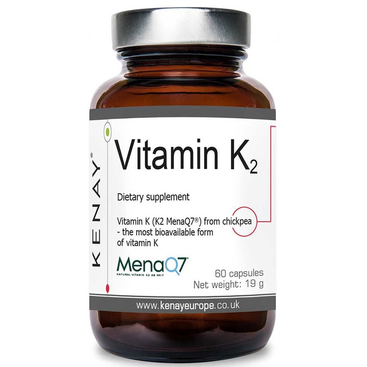 Supliment alimentar, Vitamina K2 MenaQ7, Kenay GmbH, Suporta Sanatatea Oaselor, 60 capsule