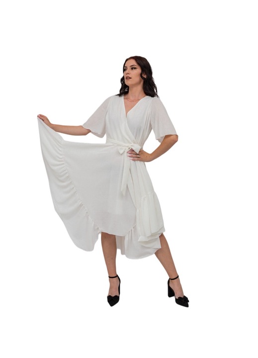 Елегантна бяла дамска рокля