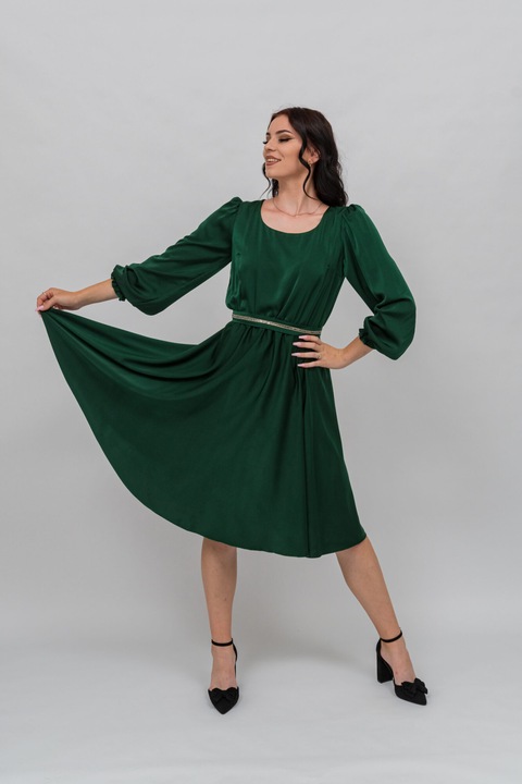 Rochie verde, eleganta, cordon cu pietricele