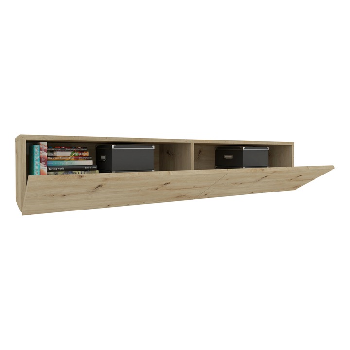 Comoda TV haaus Isla, 2 Usi, Stejar Artisan, 135 x 28 x 25 cm