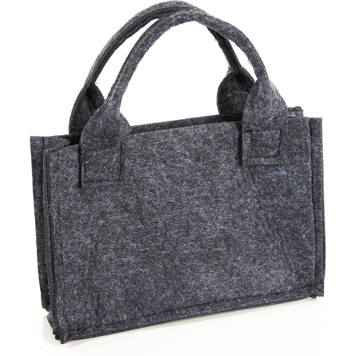 Filc táska, rusztikus, fogantyús, méretei 21 x 14 x 6 cm, szürke