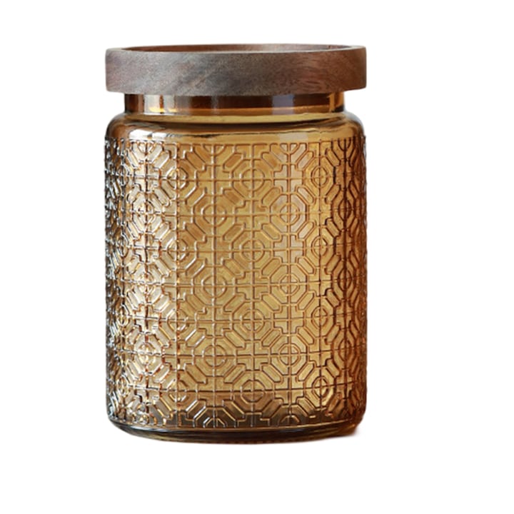 Стъклена кутия, буркан за бонбони с капак, винтидж цветен буркан за зидария за кухня Декоративен буркан за кафе, чай, бонбони, бисквити, сладък буркан