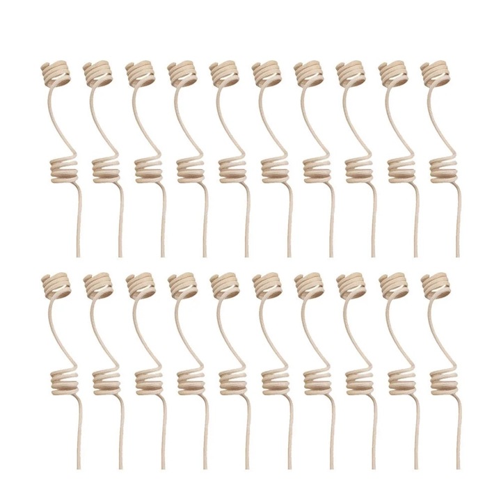 Set 20 betisoare din rattan pentru odorizant, spirala dubla, culoare galben deschis, 25cm