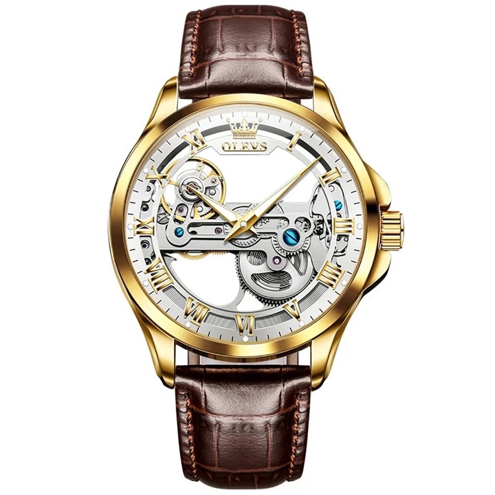 Ceas barbatesc Olevs Mecanic Automatic Skeleton Business Indici Luminosi