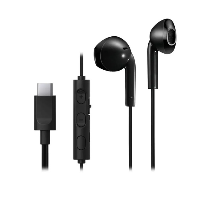 Casti JVC HA-FR17UC-B-U, Cu Fir, In-Ear, Microfon, USB-C, negru