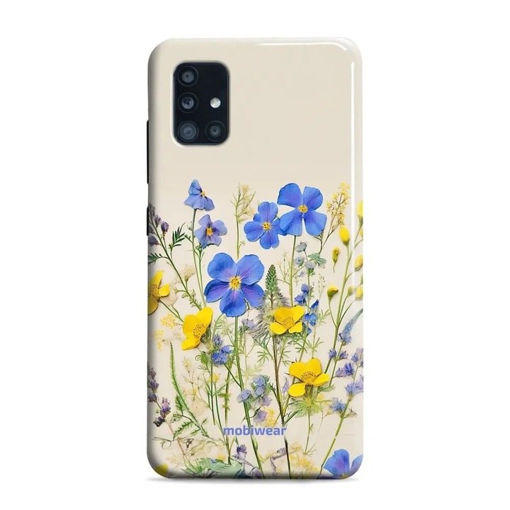 Husa rezistenta Mobiwear Elite Pro pentru Samsung Galaxy A71, albastra cu flori, material plastic si TPU, set 1 buc.