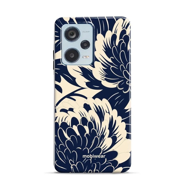 Carcasa rezistenta Mobiwear Elite Pro pentru Xiaomi Redmi Note 12 Pro Plus 5G, albastra cu flori, protectie dubla