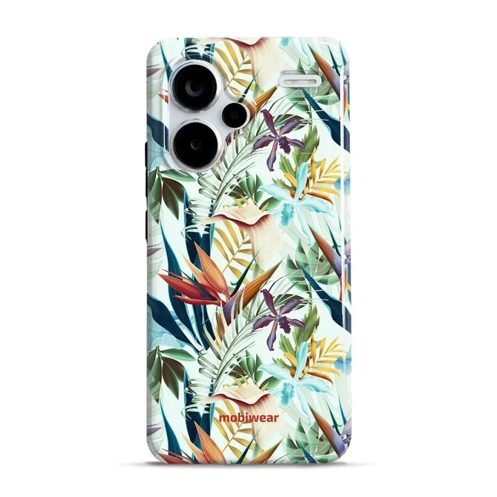 Husa rezistenta Mobiwear Elite Pro pentru Xiaomi Redmi Note 13 Pro Plus 5G, verde, design cu flori, set 1 husa